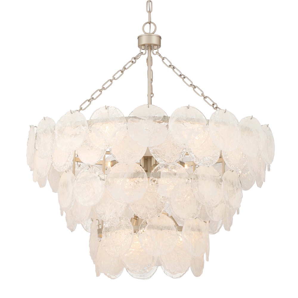 Yep by Golden Lighting Cascada 13-light Pendant in Aegean Silver and Cirrus Cloud Glass